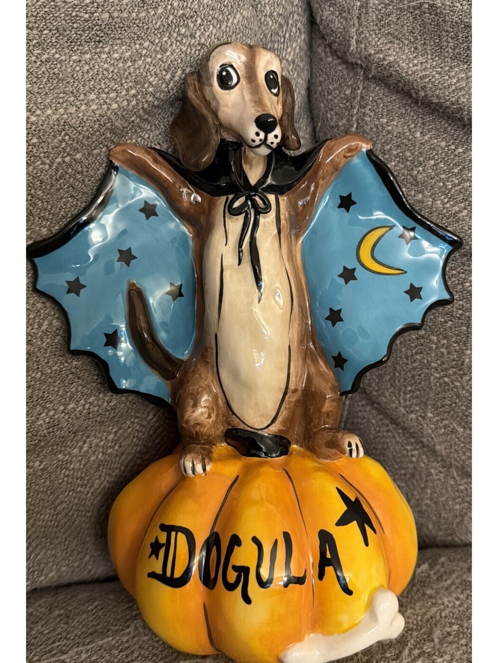 Blue Sky Clayworks HALLOWEEN "DOGULA"  DACHSHUND DRESSED AS A VAMPIRE NWT